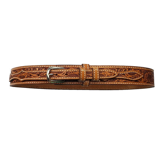 Ranger Other - Double J Saddlery Yoakum Texas Natural Floral Tooled Ranger Belt Size 32 Brown